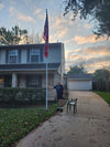 20'X2.5" Telescoping flagpole, two 3' x 5' flags.