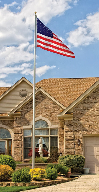 20'x3" satin flagpole. 4'x6' US flag.