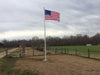 25'x4" satin flagpole. 5'x8' US flag.