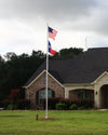 25'x3" satin flagpole. 2-3'x5' flags.