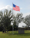 25'x3" satin flagpole. With cleat box. 5'x8' US flag