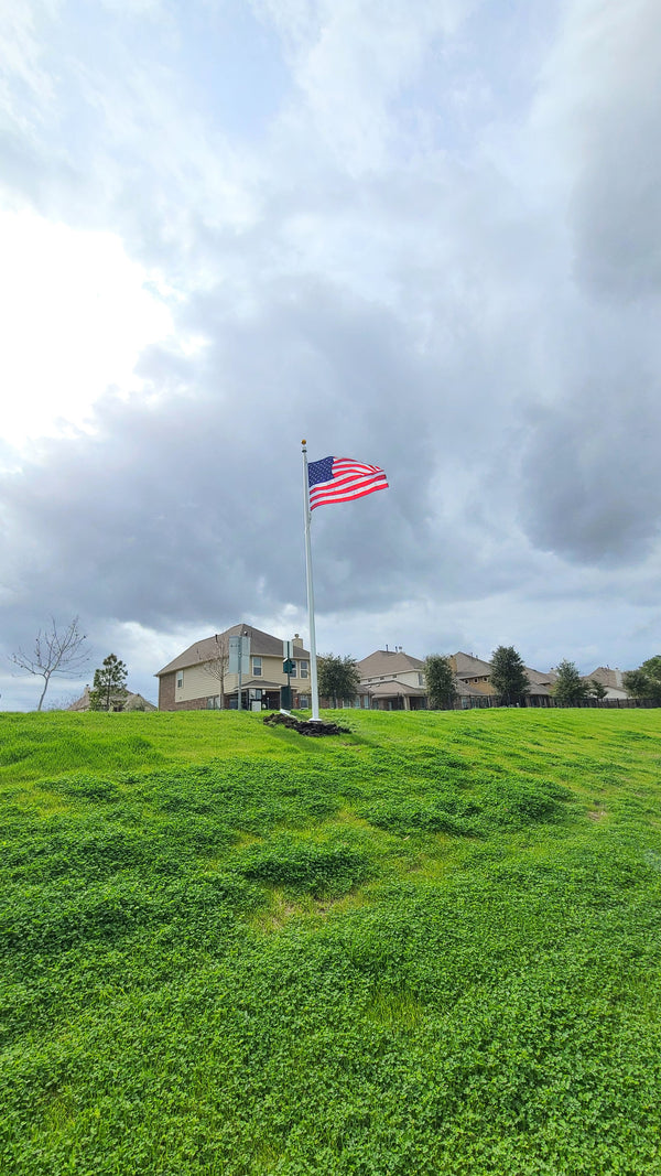 Tapered Aluminum Flagpole – 25' tall x 5" diameter with 5' x 8' U.S. nylon flag - FREIGHT INCLUDED