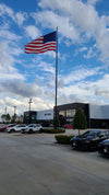 70' dark bronze anodized. Flying 15' x 25' U.S. flag. 