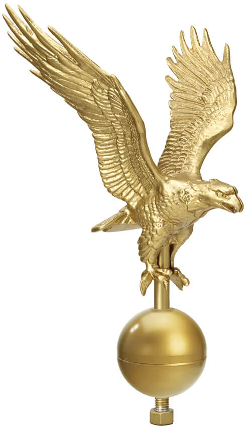 15" wingspan Gold color Aluminium Flying Eagle with 1/2" threaded rod