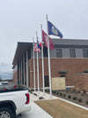 4-25'x6" satin internal flagpoles. 5'x8' flags