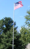 Tapered Aluminum Flagpole – 20' x 3'' x .125" – Windloading at 103 MPH unflagged.